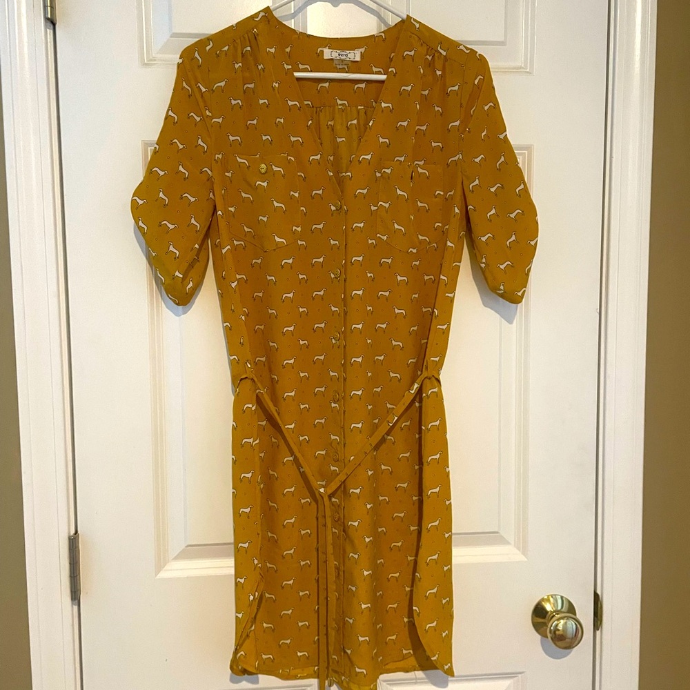 Shirt dress with Dachshunds print-Size Small